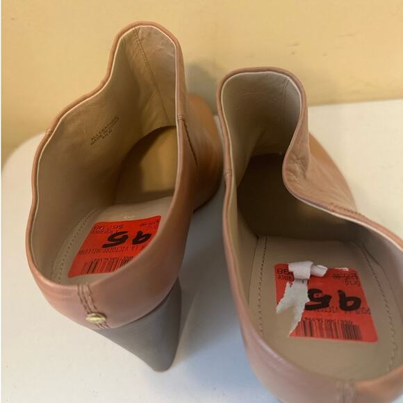 Pour La Victorie Mules Block High Heels Bootie Beige Leather Women's Sz 9.5 - Picture 7 of 11